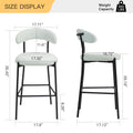 26'' Counter Height Bar Stools Teddy Fabric Cover Kitchen Island Counter Bar Stool With Black Powder Coating Base And Footrest Snow Cushion Metal White Kitchen Foam Modern Bar Stools Open Back 1 Foam Teddy