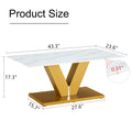 Modern Minimalist Coffee Table. Tempered Glass With Stickers Tabletop,Golden Mdf Pillars. Suitable For Living Room And Dining Room Gold Mdf Glass