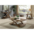 Transitional 3Pc Table Set Occasional Tables Living Room 1X Coffee Table And 2X End Tables Plank Style Top Antique Light Oak Light Oak Primary Living Space Antique,Contemporary,Modern,Rustic,Transitional Rubberwood Open Storage Rectangular Coffee & End