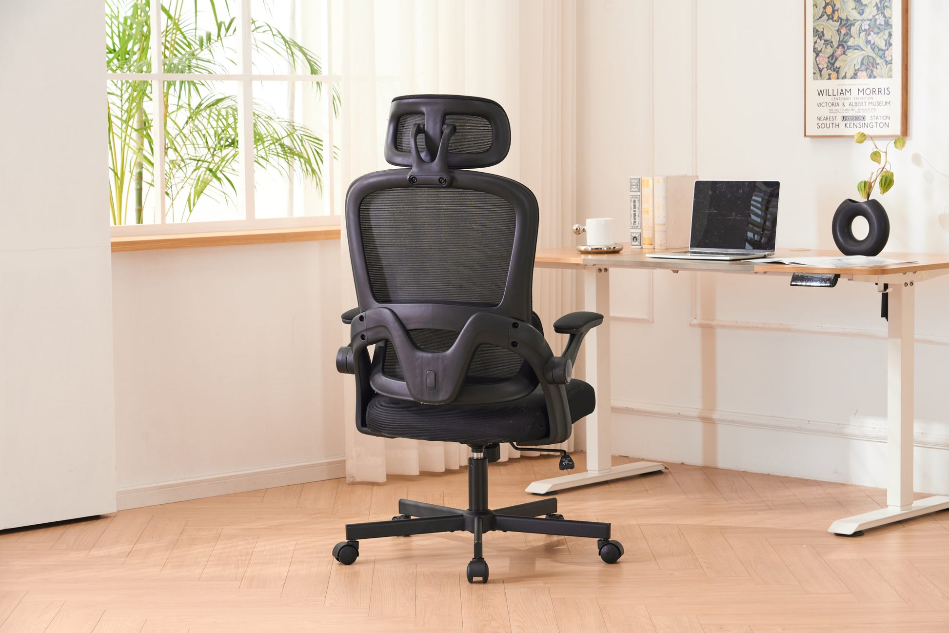 Ergonomic Mesh Office Chair, High Back Desk Chair With 3D Armrests, Up&Down Lumbar Support, Swivel Computer Task Chair With Adjustable 2D Headrest, Tilt Function Black Black Mesh