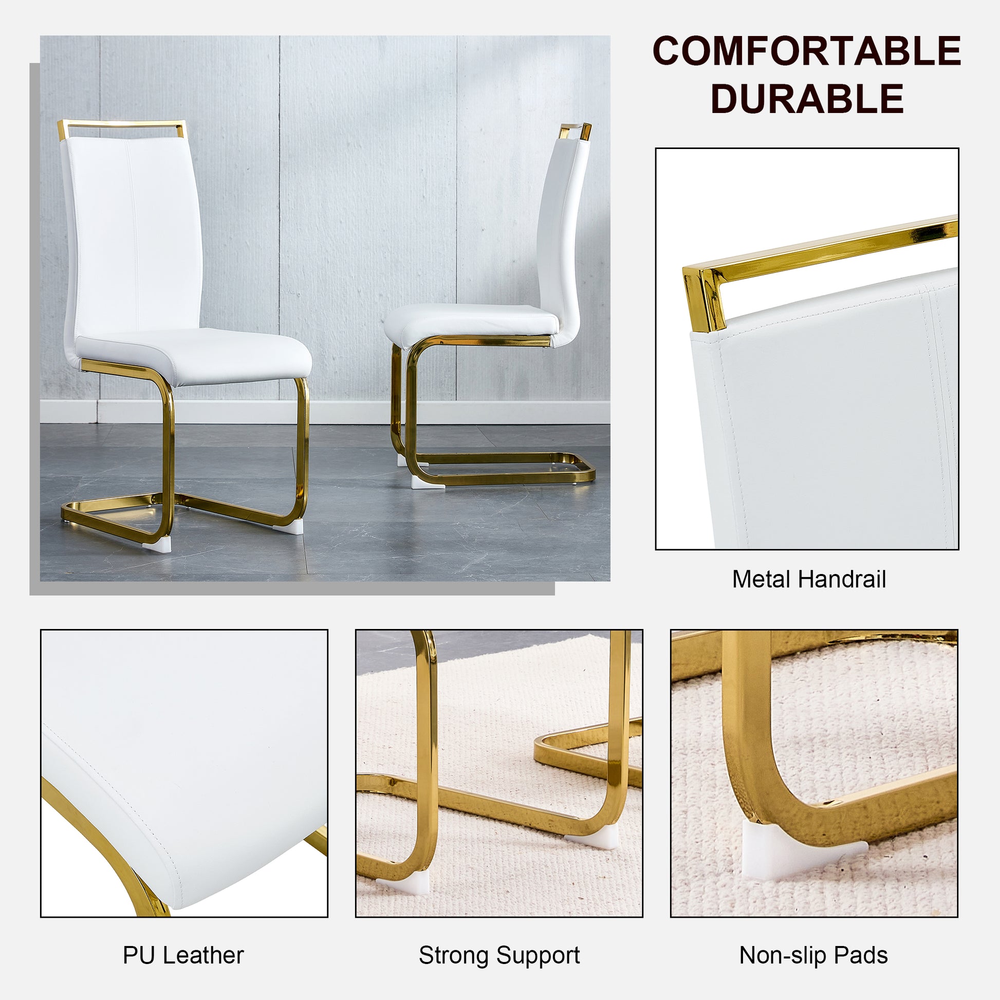 Table And Chair Set. Modern Dining Table With Mdf Top And Beautiful Mdf Legs. Equipped With Comfortable Pu Chairs And Metal Legs. Suitable For A Wide Range Of Decorative Styles. Black,White Seats 4 Mdf