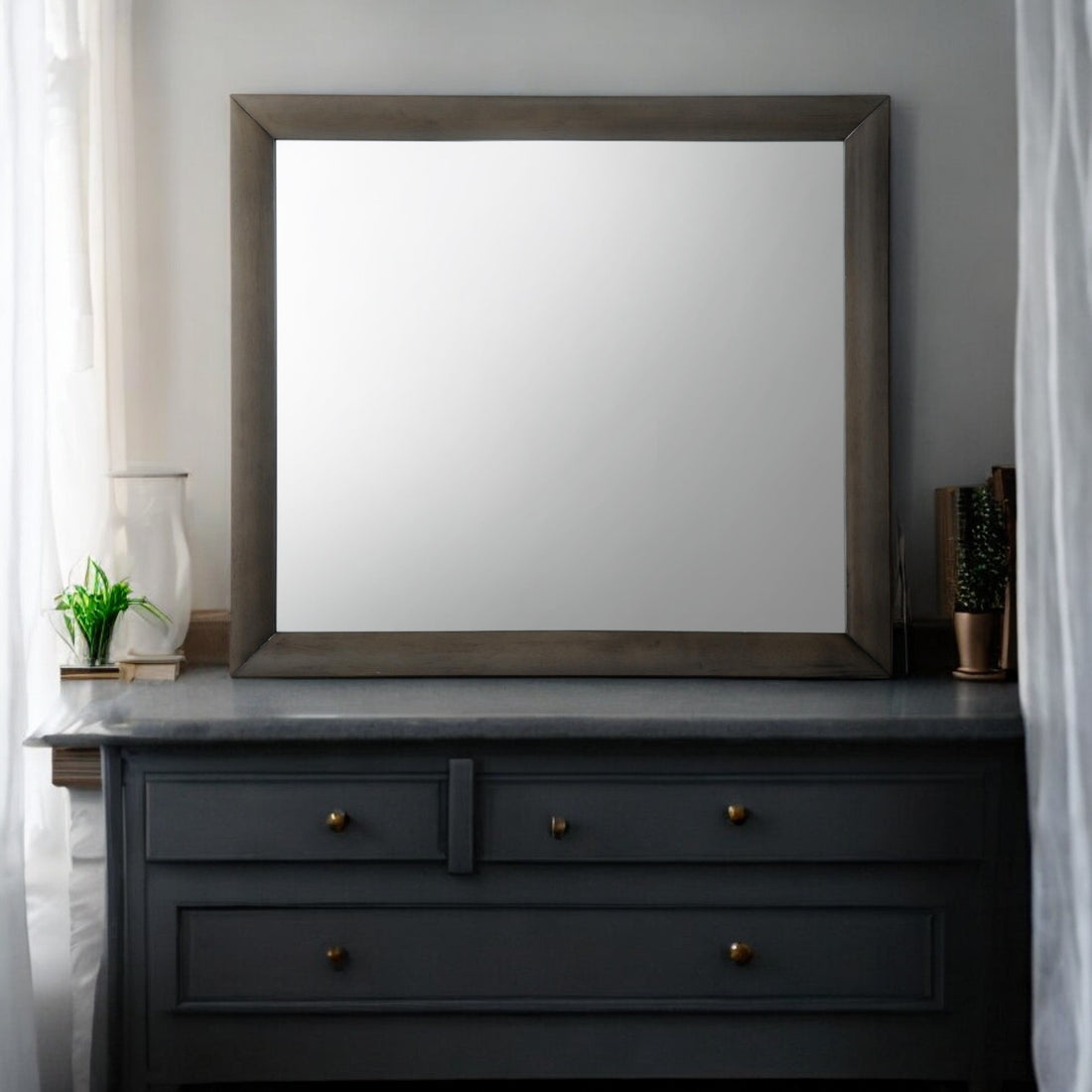 Ireland Gray Oak Finish Mirror Gray Mirror,Synthetic Wood