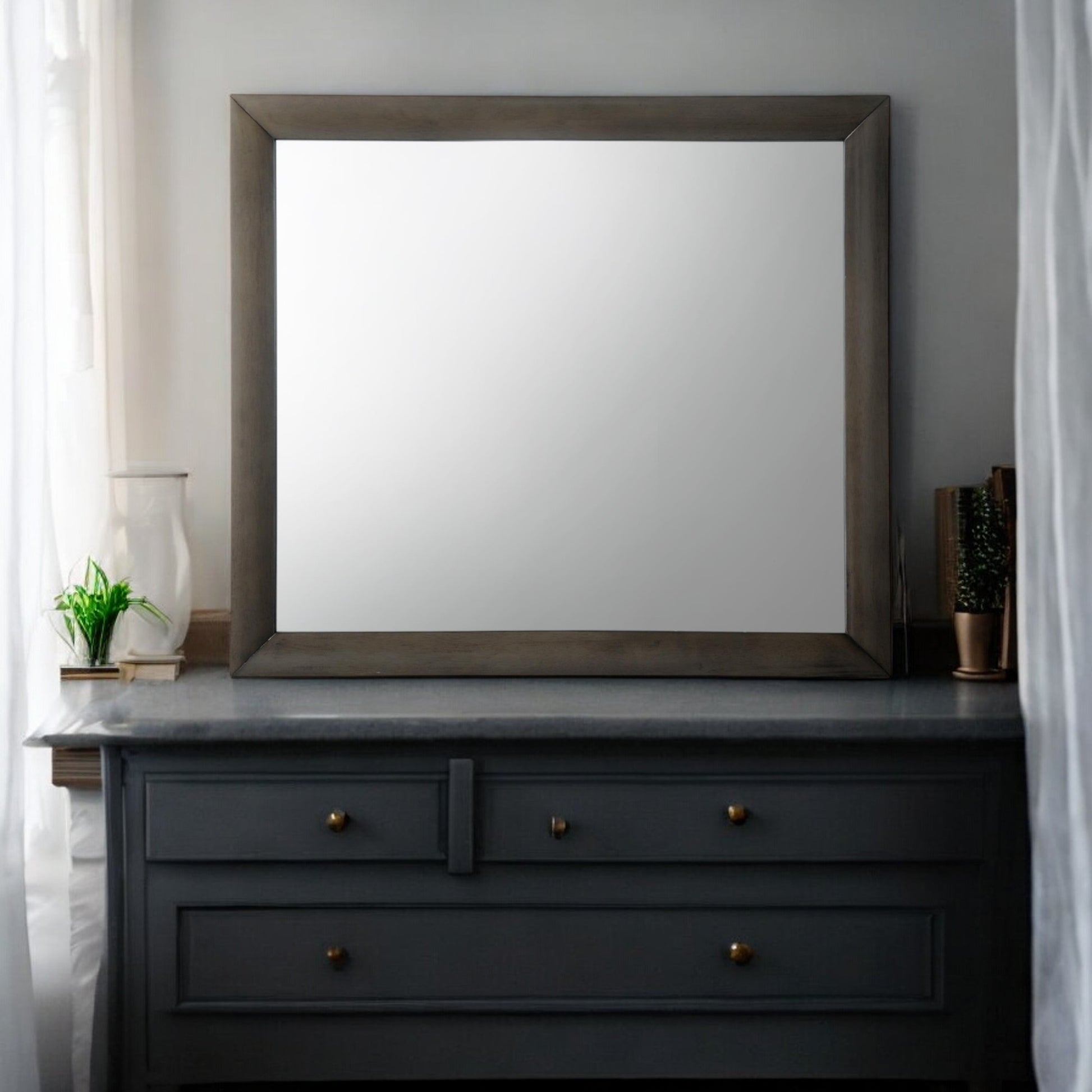 Ireland Gray Oak Finish Mirror Gray Mirror,Synthetic Wood
