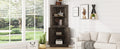 Tall Corner Cabinet With Doors For Living Room, Bathroom,Dining Room Or Kitchen,Color:Dark Walnut Walnut Mdf