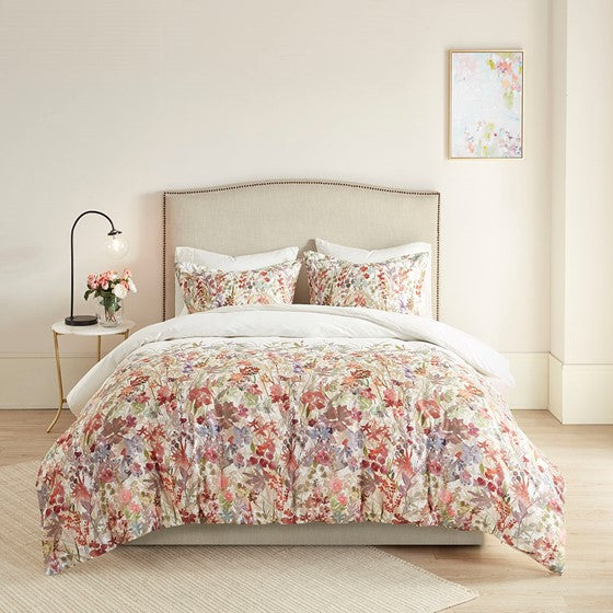 3 Piece Cotton Printed Duvet Cover Set King Multi Polyester