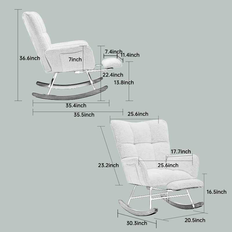 Modern Nursery Rocking Chair, Upholstered Glider Chair With High Backrest, Rocker Accent Armchair With Solid Wood Legs For Nursery Bedroom Living Room Green Green Teddy