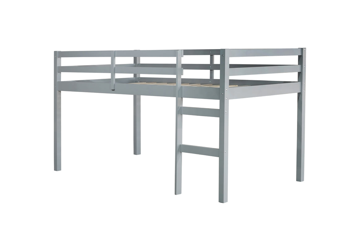 Solid Wooden, Rubber Wooden Twin Loft Bed With Ladder, Bed Platform Of Strengthened Slatsgrey Twin Grey Rubber Wood