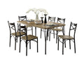 Dark Bronze Metal Kitchen 7Pc Dining Set Dining Table And 6X Side Chairs Paper Veneer X Cross Back Design Dining Room Furniture Metal Wood Natural Multi Seats 6 Metal Dining Room Solid Wood Contemporary,Modern,Transitional Rubberwood 4 Leg Rectangular