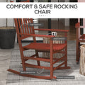 Outsunny Outdoor Rocking Chair Set Of 2, Patio Wooden Rocking Chair With Smooth Armrests, High Back For Garden, Balcony, Porch, Supports Up To 352 Lbs., Wine Red Red Fabric Metal