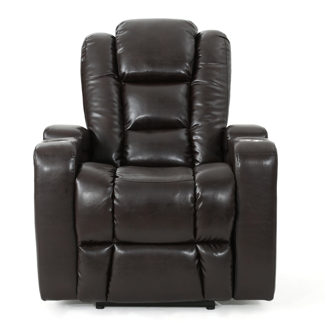 33" Wide Power Standard Recliner Chair With Arm Storage With Usb Brown Pu