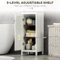 Kleankin Tall Bathroom Storage Cabinet, Freestanding Tower Cabinet With 3 Open Shelves And Adjustable Shelf, Antique White White Particle Board