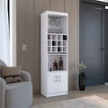 Pisek Bar Cabinet 5 Tier, Wine Cabinet, Liquor Cabinet, 12 Bottle Cubbies, 5 Shelves, White White Solid Wood Mdf Engineered Wood