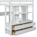 Full Size Loft Bed With Built In Desk With Two Drawers, And Storage Shelves And Drawers,White Old Sku:Gx000320Aak 1 Box Spring Not Required Full White Wood Bedroom Pine