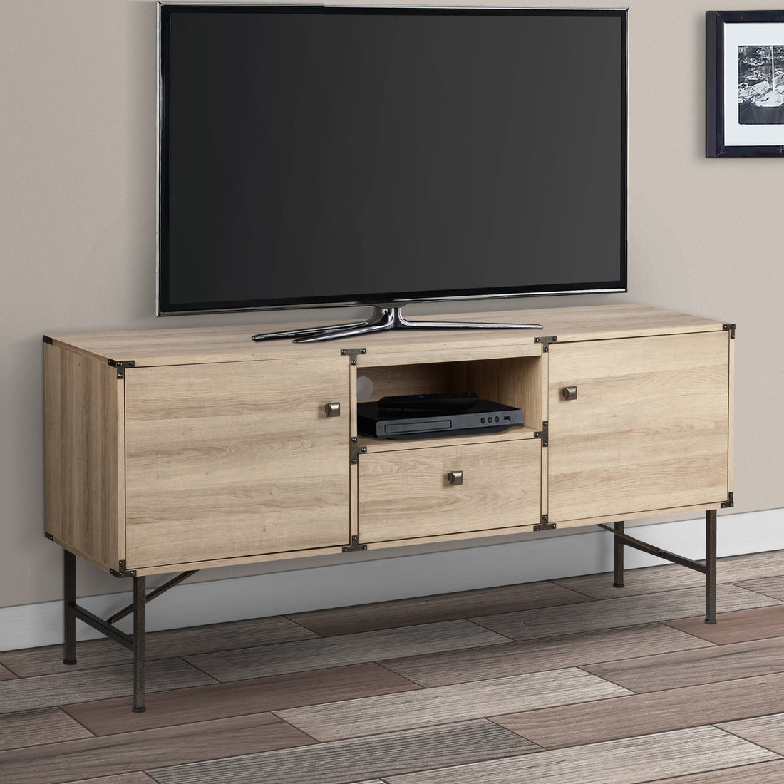 Media Console Modern Light Oak Tv Stand With Storage Stylish Entertainment Center For Living Rooms Adjustable Shelves, Cable Management, Fits 65 85 Inch Tvs Light Oak 70 79 Inches Solid Wood