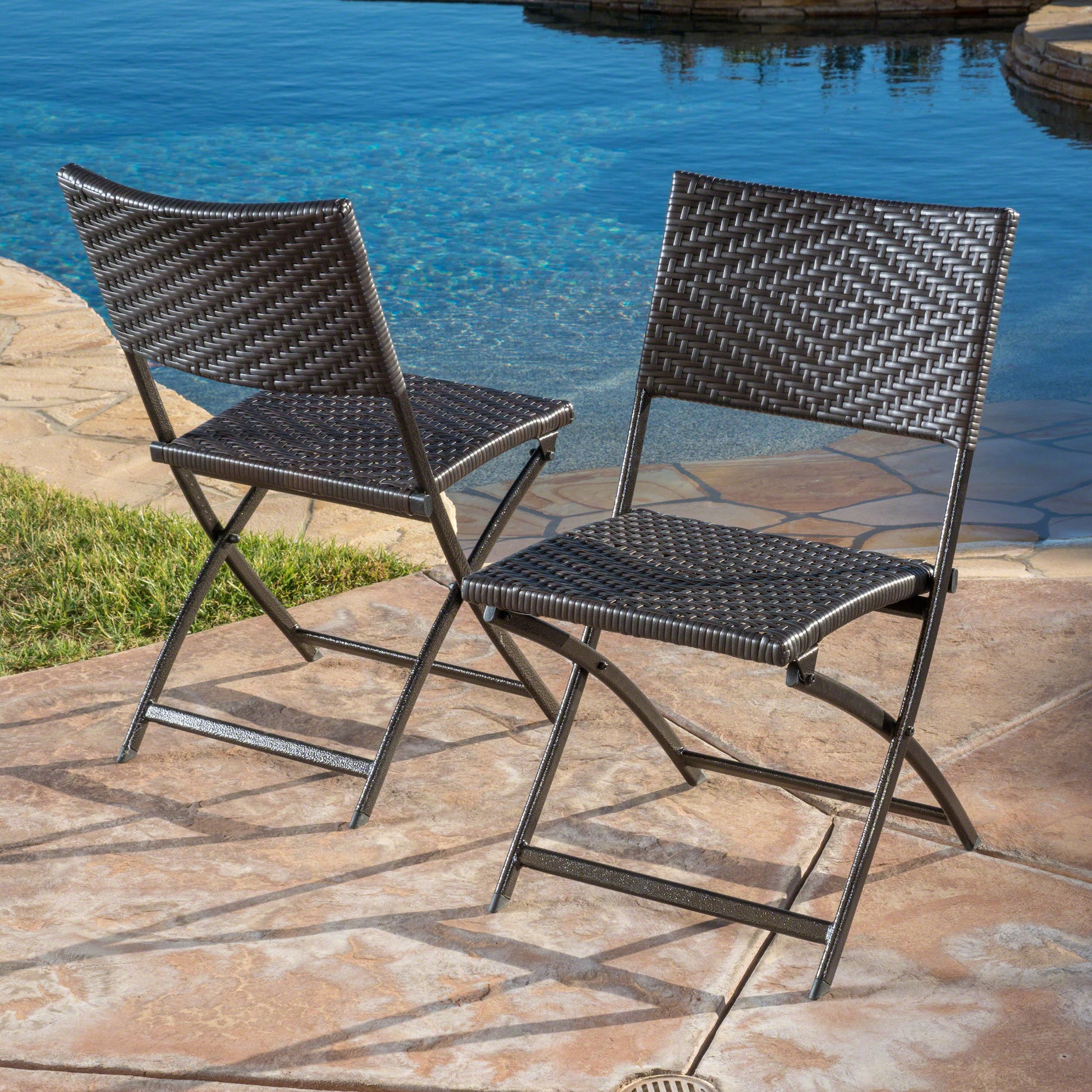 El Paso Folding Chair Brown Multi Pe Rattan Iron