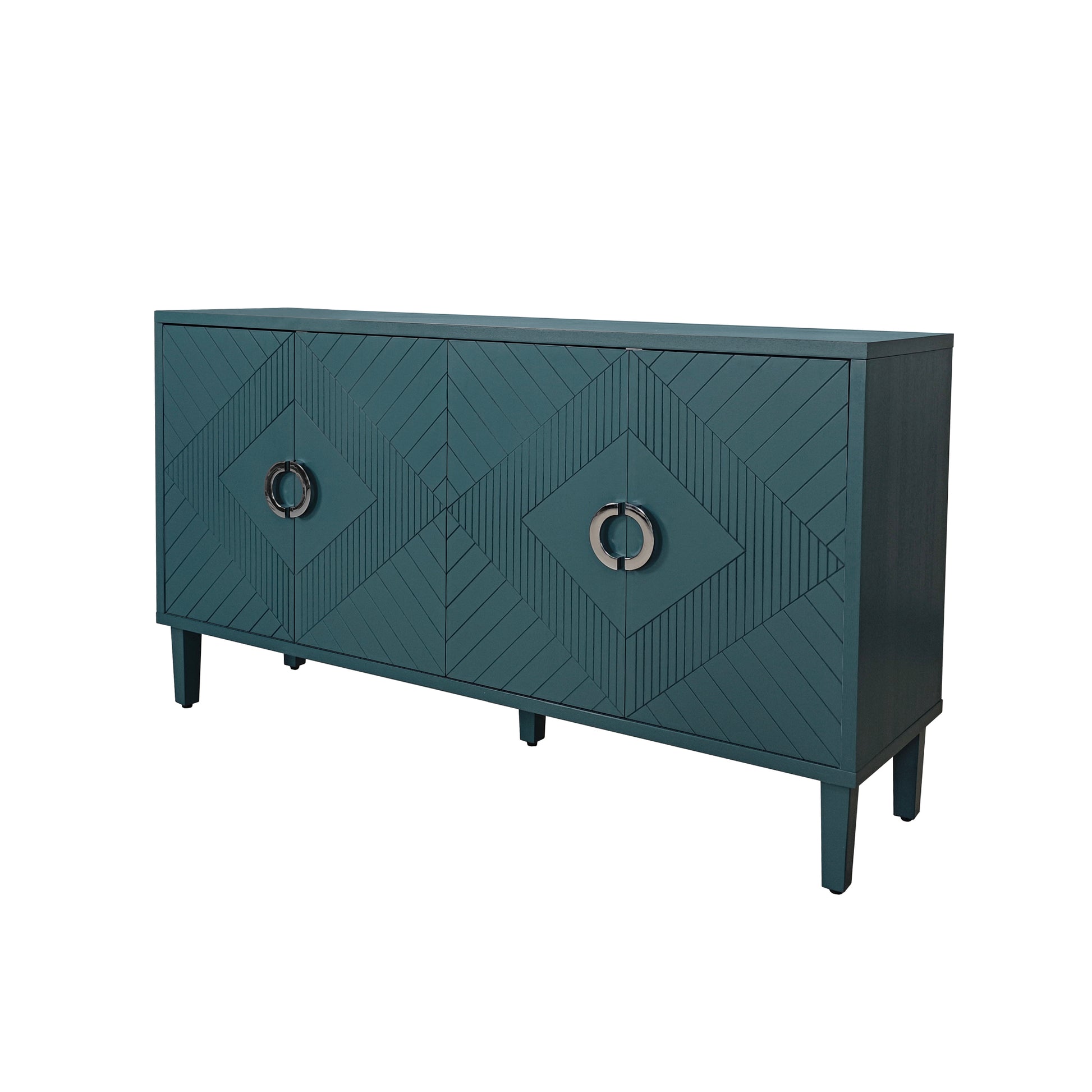 Stylish And Functional 4 Door Storage Cabinet With Pine Legs And Mdf, For Living Room Bedroom,And Kitchen, Olive Green, Forest Green, Blue Olive Green Mdf