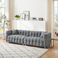 102 Inch Gray Teddy Velvet Sofa With Two Throw Pillows In Living Room Bedroom Apartment Sofa Supported By Hardware Feet Gray Polyester Blend 4 Seat