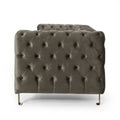 Mirod Comfy 3 Seat Sofa With Tufted Back And Arm, Modern For Living Room Grey Velvet 3 Seat