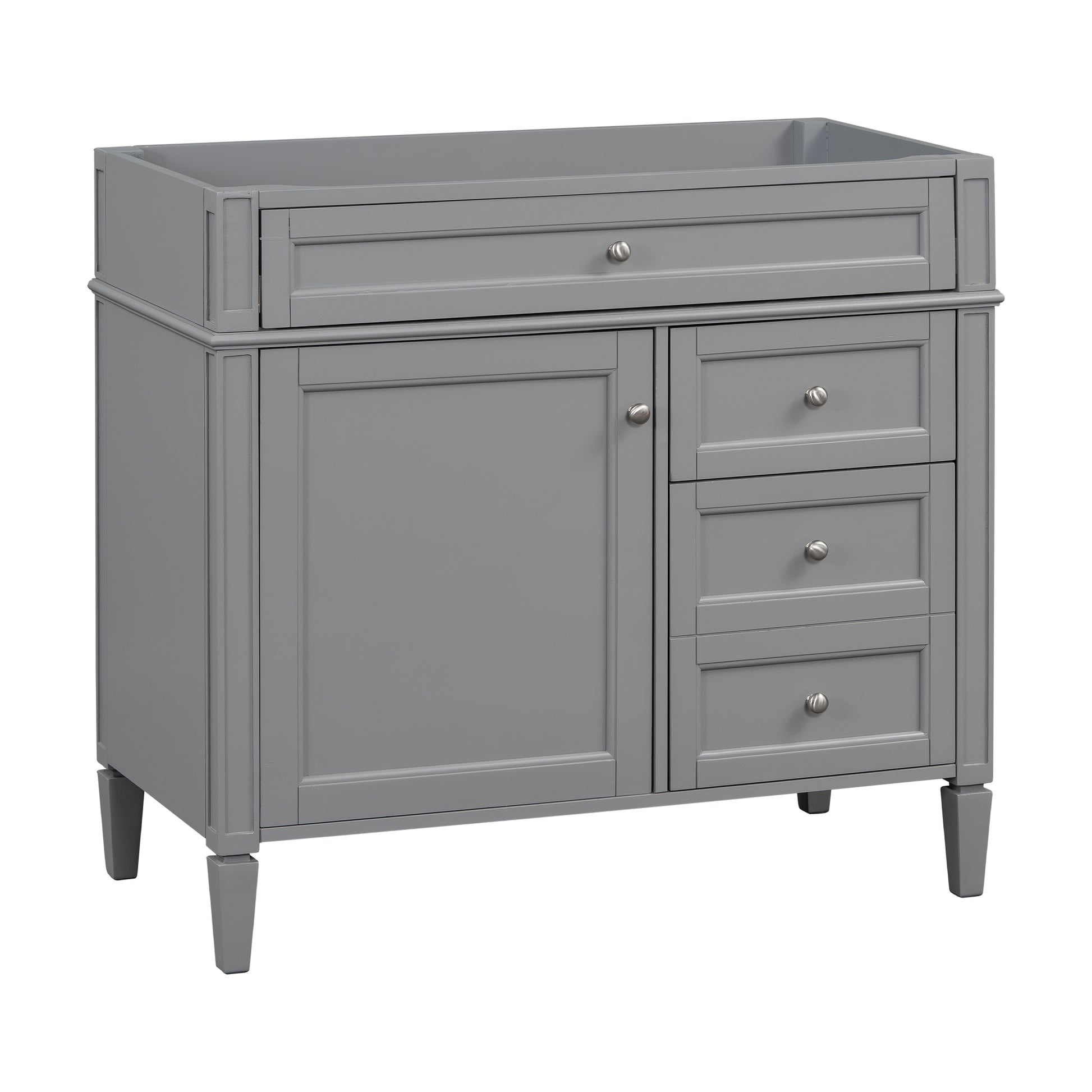 36'' Bathroom Vanity Without Top Sink, Modern Bathroom Storage Cabinet With 2 Drawers And A Tip Out Drawer, Solid Wood Frame Not Include Basin Sink Grey Bathroom Solid Wood Mdf