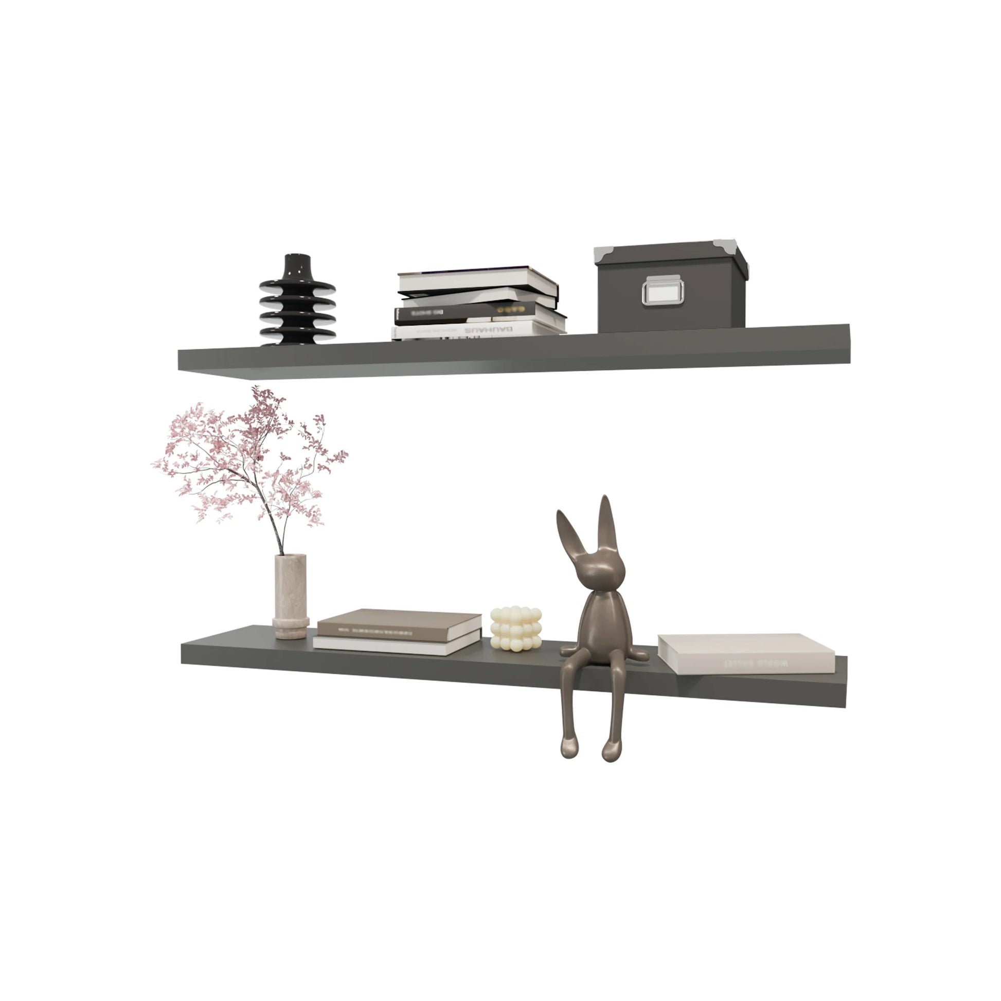 Grey Floating Shelf 2 Or Less Grey Floating Horizontal Primary Living Space Open Back Wood Modern Wall Mounted Particle Board