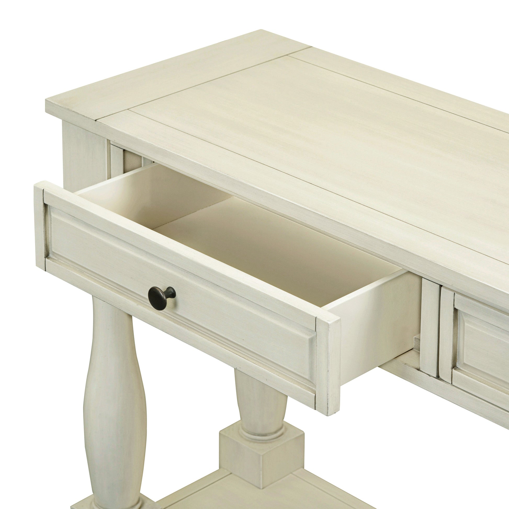Console Table 63" Long Console Table With Drawers And Shelf For Entryway, Hallway, Living Room Antique White, Old Sku: Wf193795Aak Antique White Solid Wood