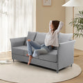 Modern Detachable Sofa 3 Seater Sofa Couches With Metal Frame For Living Room Apartment Bedroom,Linen,Beige Gray Beige Grey Linen 3 Seat