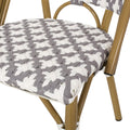 French Bistro Chair White Gray Rattan