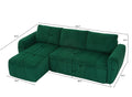 Convertible Sectional Sofa Couch, Modern Fabric 3 Seater L Shaped Couch For Living Room, Apartment, Office, Small Space Dark Green Corduroy 5 Seat