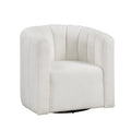 Modern Contemporary Swivel Chair With Ottoman White Boucle Fabric Upholstery Solid Wood Living Room Furniture White Primary Living Space Contemporary,Modern Plywood,Solid Wood