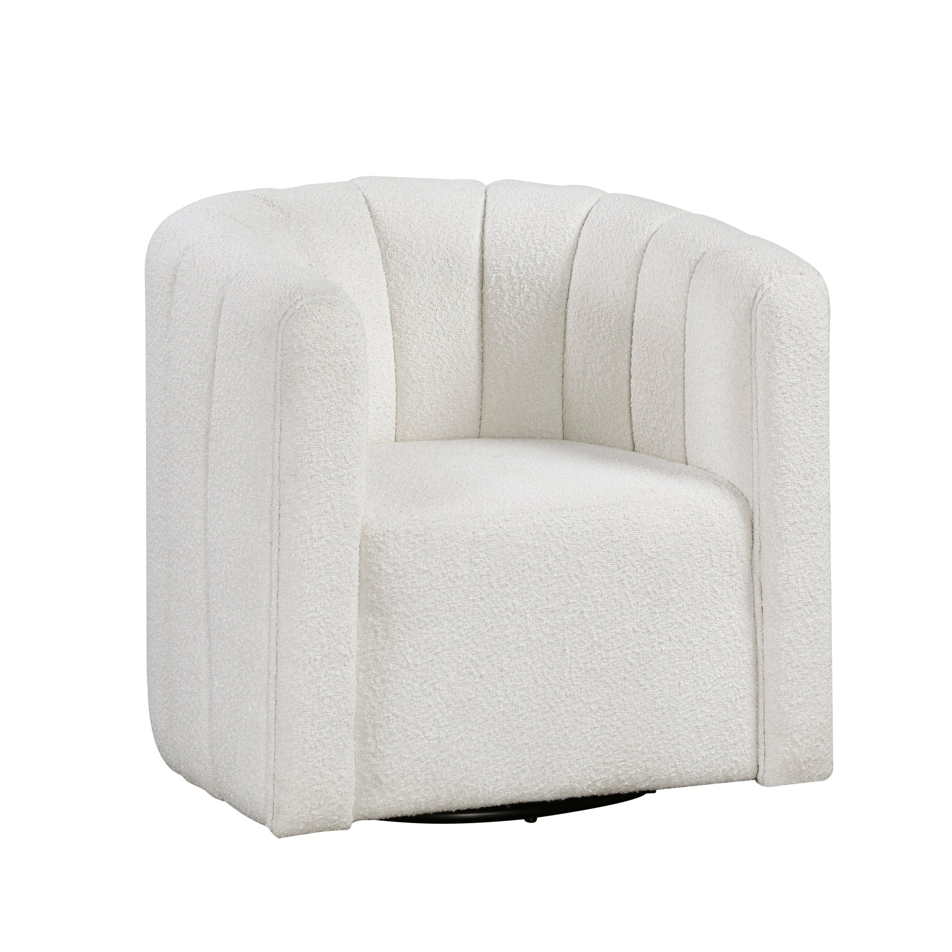 Modern Contemporary Swivel Chair With Ottoman White Boucle Fabric Upholstery Solid Wood Living Room Furniture White Primary Living Space Contemporary,Modern Plywood,Solid Wood
