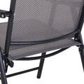 Outsunny Set Of 2 Patio Folding Chairs, Stackable Outdoor Sling Patio Dining Chairs With Armrests For Lawn, Camping, Dining, Beach, Metal Frame, No Assembly, Gray Gray Fabric Metal