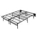 Black Metal Platform Foldable Bed Frame Queen Size, Toolless High Profile Design Queen Black Metal Bedroom Bed Frame Metal