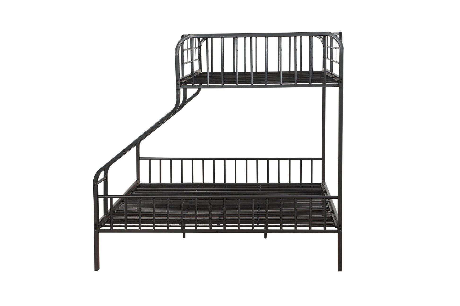 Caius Gunmetal Finish Twin Xl Queen Bunk Bed Gunmetal Metal