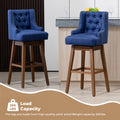 Coolmore Bar Stools Set Of 2 Counter Height Chairs With Footrest For Kitchen, Dining Room And 360 Degree Solid Wood Legs Swivel Bar Stools Set Of 2 Navy Linen Navy Foam Linen