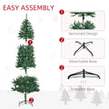 Homcom 7' Tall Unlit Slim Fir Artificial Christmas Tree With Realistic Branches, And 865 Tips, Green Green Plastic