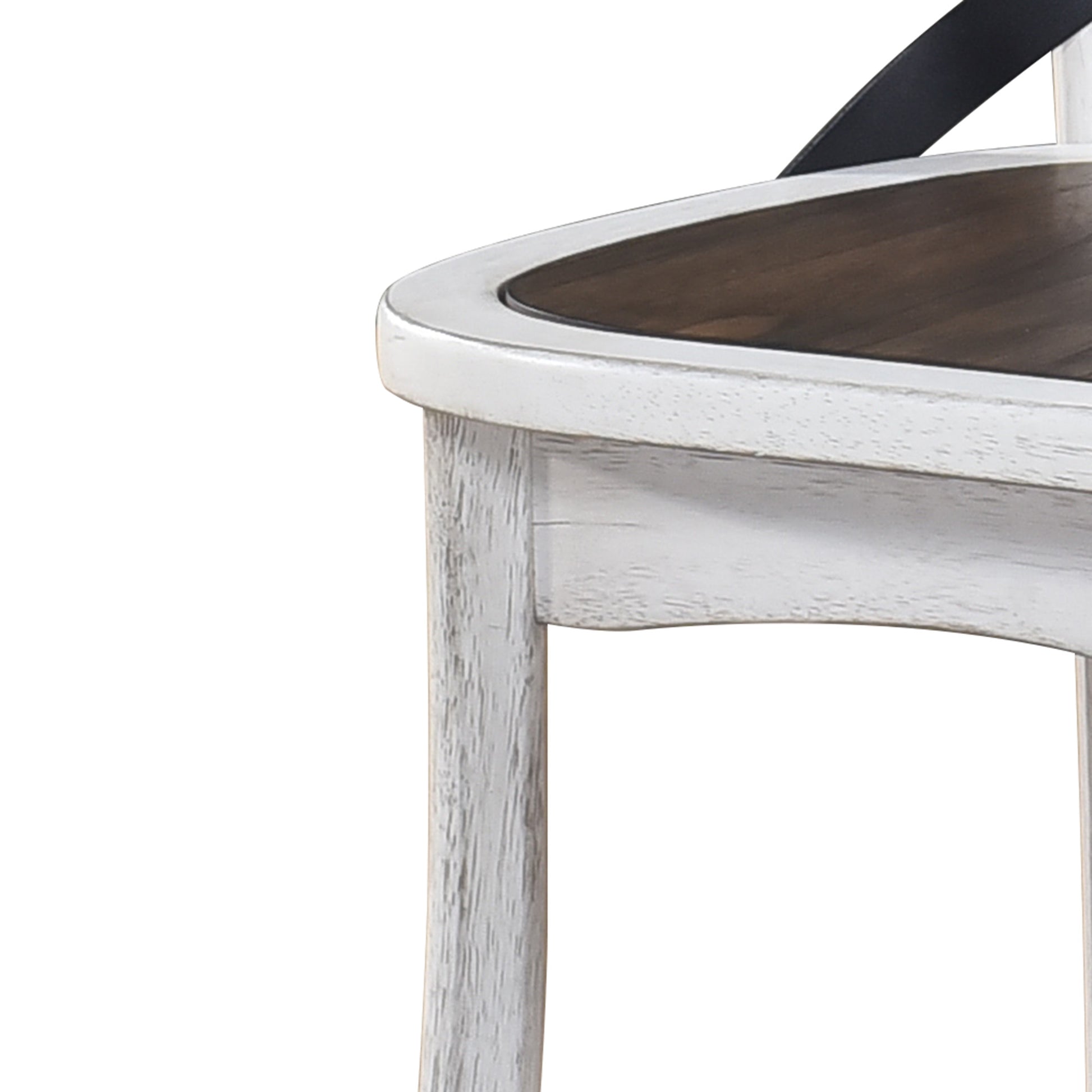 2 Pieces Set Dining Side Chair Rustic Modern Farmhouse Design Retro Design With Metal X Design Antique Dark Oak,Antique White Set Of 2 Solid Wood