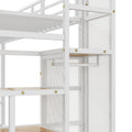 Twin Over Full Size Metal Bunk Bed With Storage Staircase And Open Wardrobe,White Expected Arrival Time:11.15 White Mdf Metal