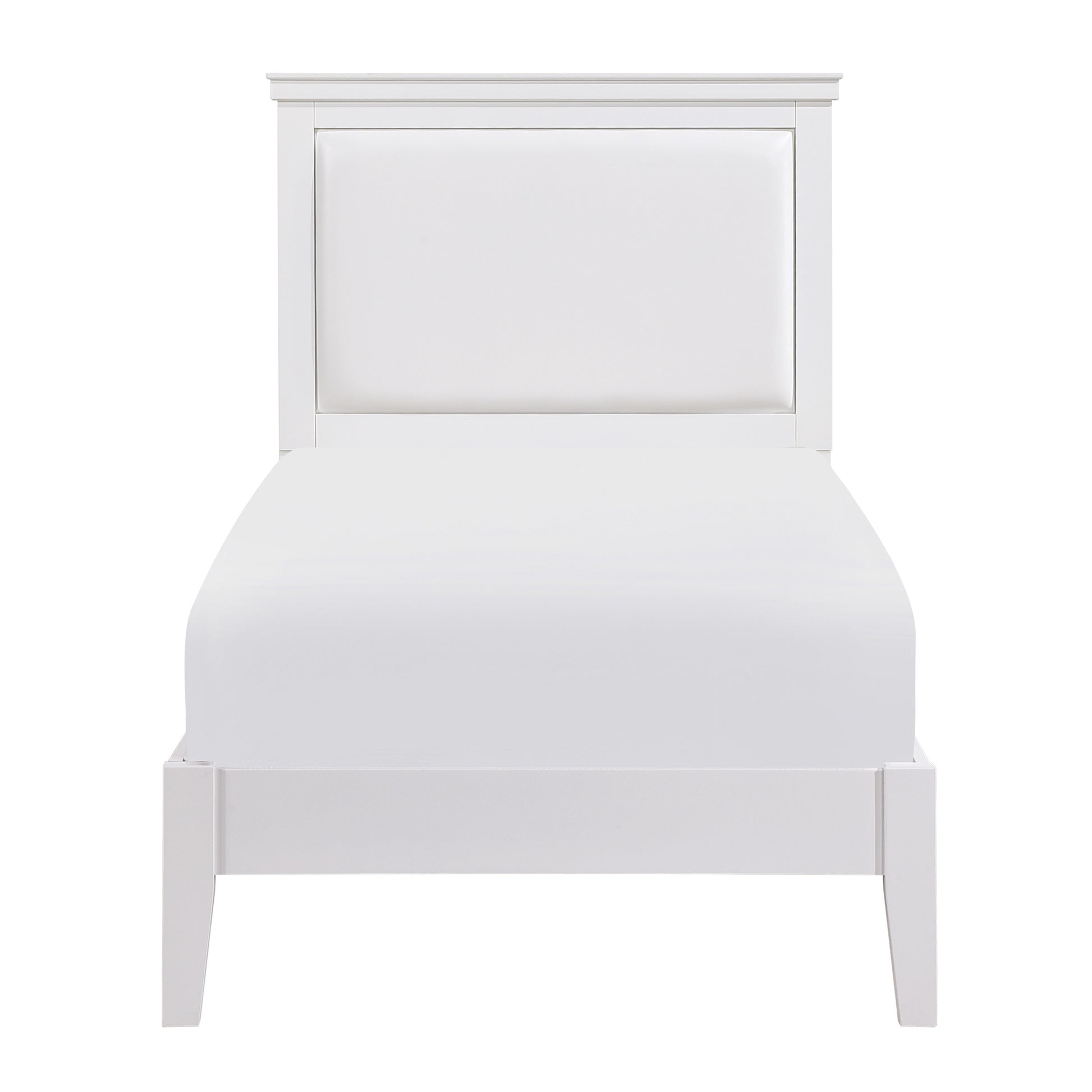 Classic Traditional 1Pc Twin Bed Upholstered Headboard Faux Leather White Finish Bedroom Furniture Box Spring Required Twin White Wood White Bedroom Panel Faux Leather Wood