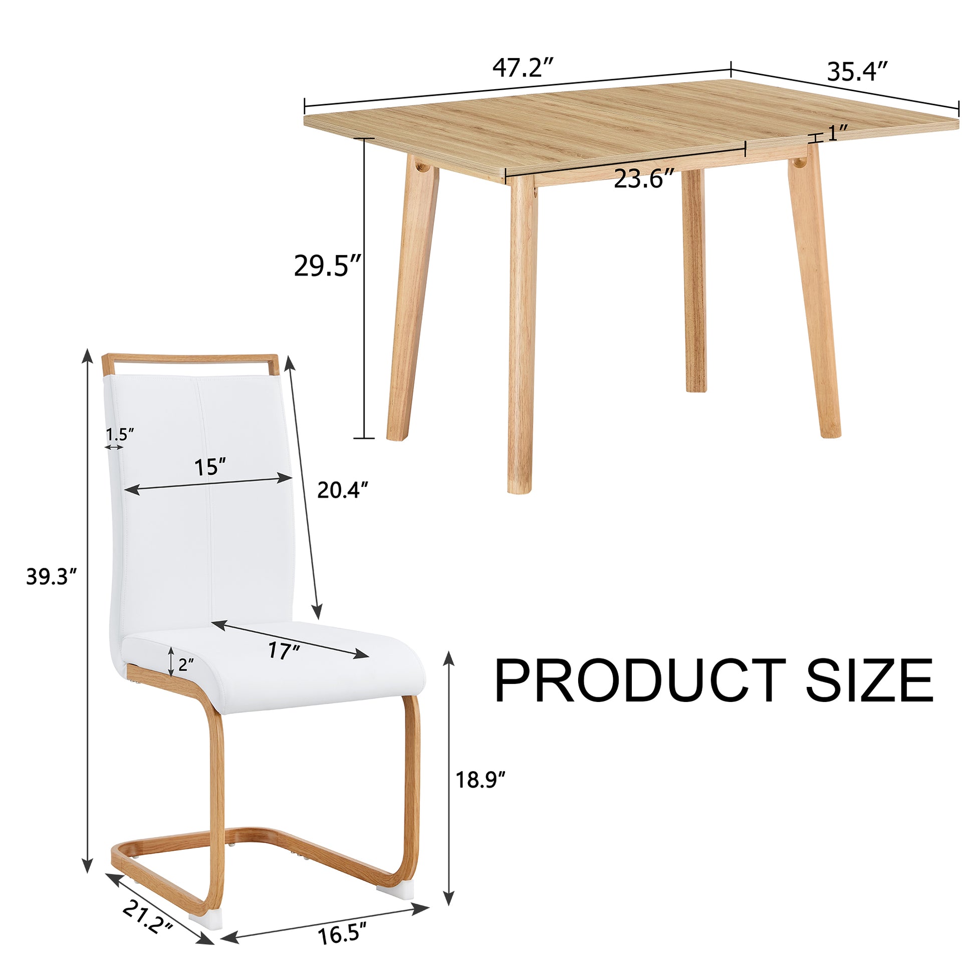 Wood Colored Mfc Desktop With Rubber Wooden Legs, Foldable Computer Desk, Foldable Office Desk, Modern Pu Leather High Backrest Soft Cushion Side Chair With Wood Grain Metal Legs. Zd 1545 C 1162 Wood Seats 6 Wood