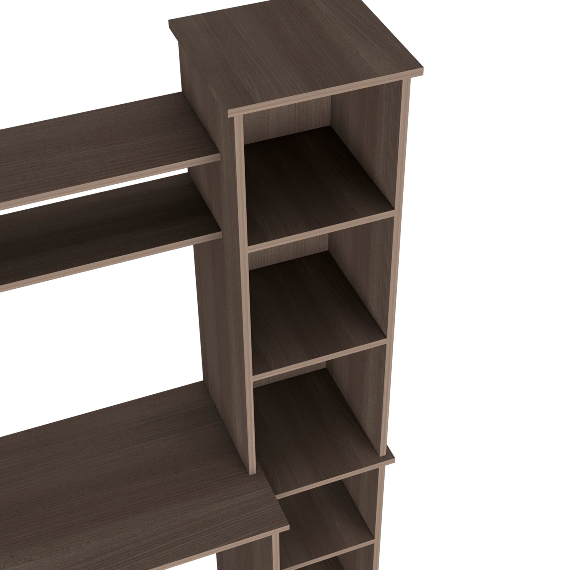 Aramis Desk, Five Shelves, Two Superior Shelves, Smokey Oak Gray Particle Board Particle Board