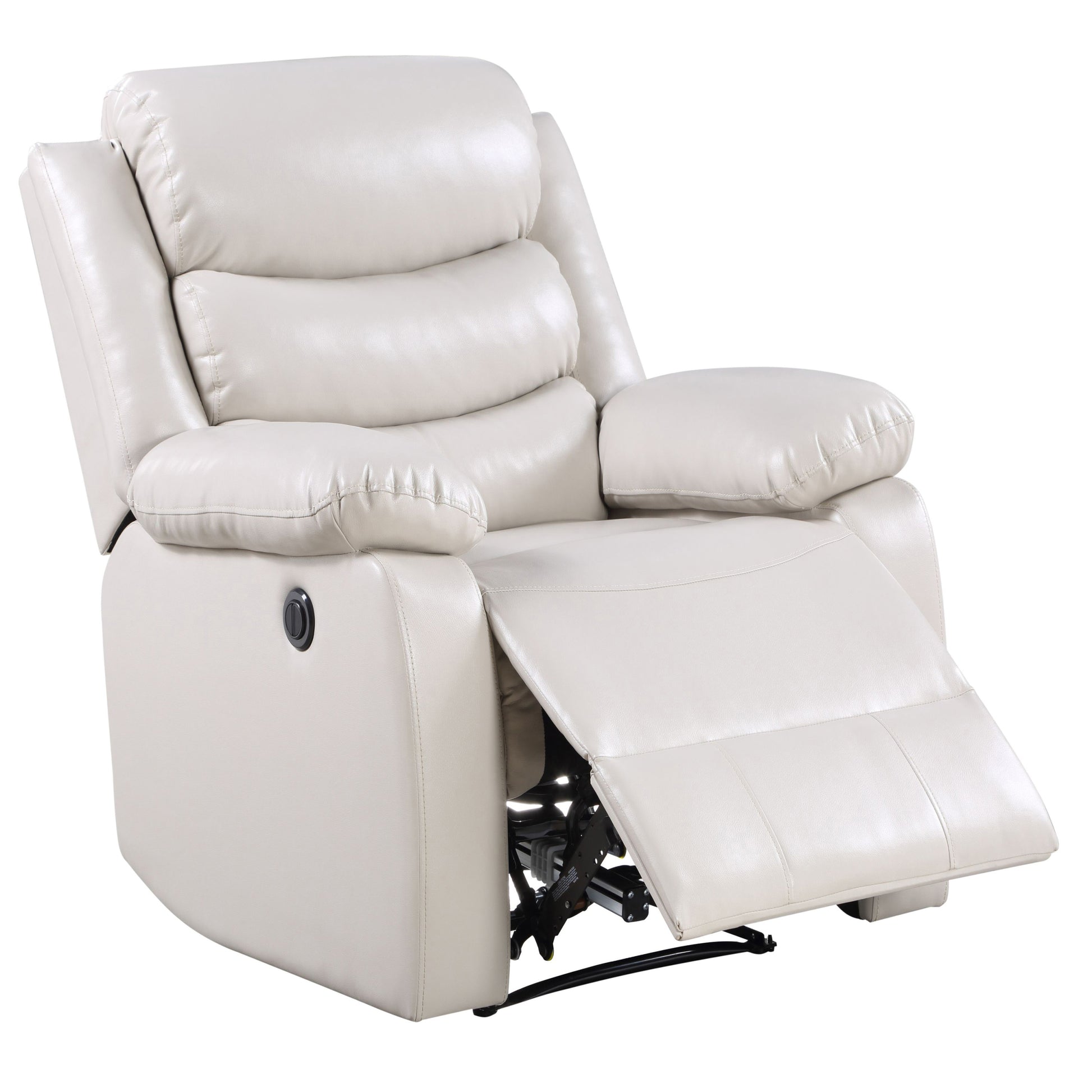 Beige Power Recliner With Pillow Top Arms Beige Primary Living Space Tight Back Modern Pine Pillow Top Arms Wood