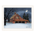 Night Before Christmas White Framed Wall Art For Living Room, Bedroom Wall Art Print For Home Decor By Billy Jacobs Multi Wood Paper
