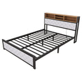 Metal Queen Size Platform Bed With 4 Drawers, Upholstered Headboard And Footboard, Sockets And Usb Ports, White Queen White Black Fabric Metal