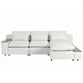 L Shaped Modular Sectional Sofa With Removable Back Cushions,3 Pillows And 2 Storage Spaces,Suitable For Living Rooms,Offices And Apartments Beige Polyester 3 Seat
