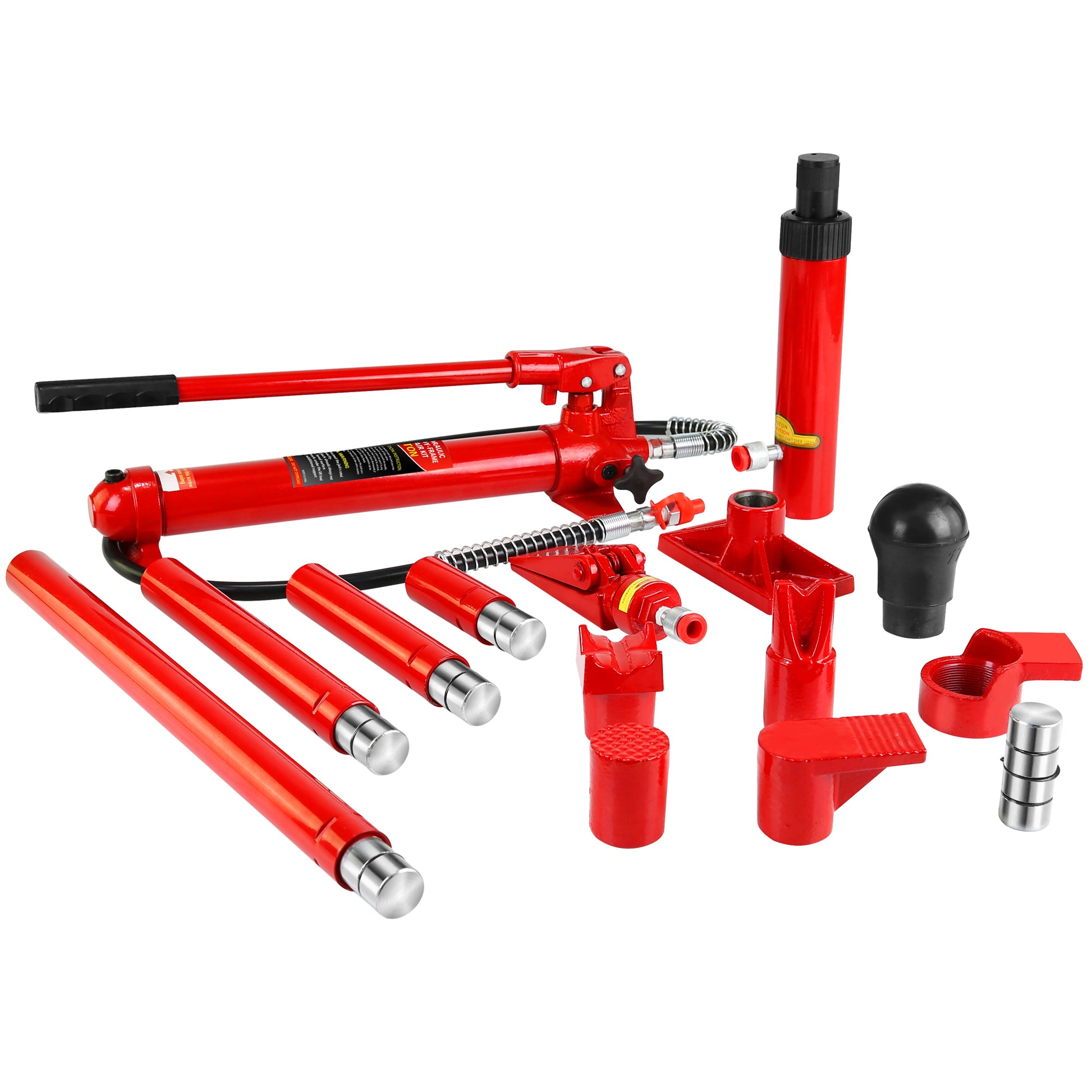 Power Hydraulic Ram Cylinder Jack: Single Acting Mini Jack, Porta Power Kit, Stroke For Building, Bridge, Construction, Precision Machinery, Small Spaces 10 Ton Capacity Red Steel