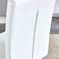 2 Piece Dining Chair Set, Modern Style Kitchen Soft Cushion High Backrest, With Embedded Buttons, Metal Leg Office Chair, Suitable For Restaurants, Offices, And Restaurants. White Pu