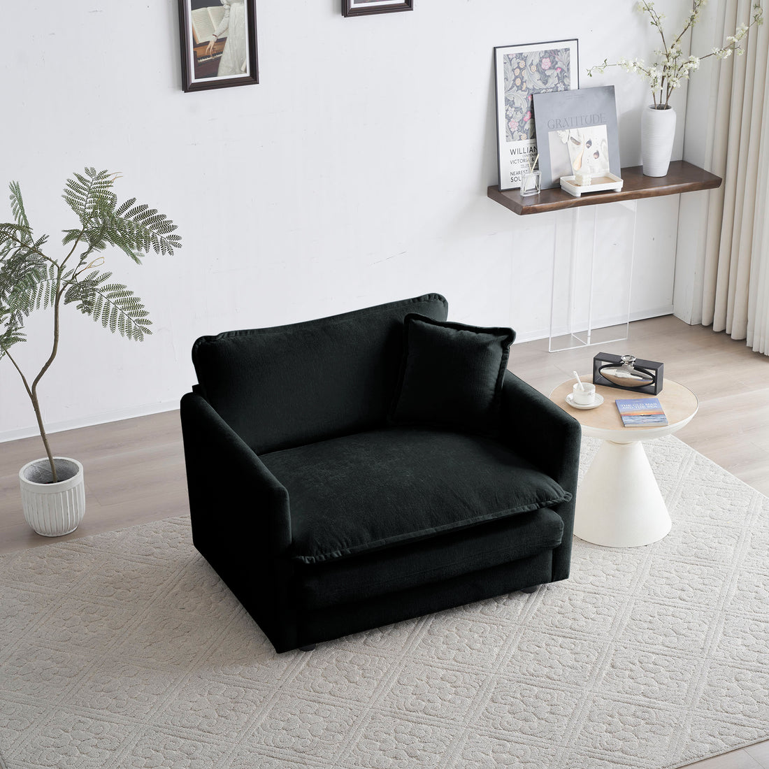 2 Piece Upholstered Sofa, Living Room Sectional Sofa Set Modern Sofa Couches Setdeep Seat Sofa For Living Room Apartment, 1 3 Seat Black Chenille Black Chenille 4 Seat