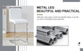 Table And Chair Set. A Rectangular Glass Dining Table With A 0.4 Inch Tempered Glass Tabletop And Mdf Board V Shaped Bracket, Paired With 2 Chairs Consisting Of Pu Seat Cushions And Silver Metal Legs. White Black Seats 2 Tempered Glass