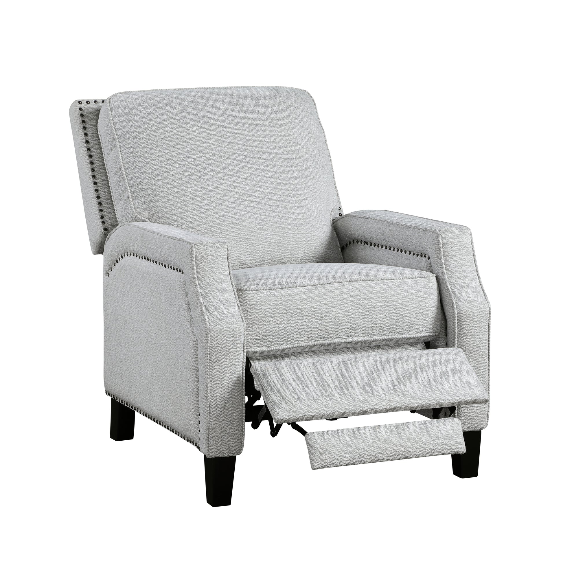 Push Back Reclining Chair Transitional Style Gray Chenille Upholstery 1Pc Cushion Seat Modern Living Room Furniture Gray Primary Living Space Transitional Solid Wood