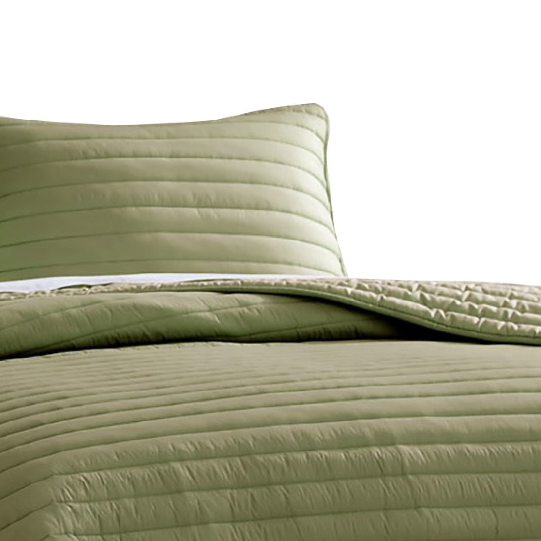 Cabe 2 Piece Twin Comforter Set, Polyester Puffer Channel Quilted, Green Twin Green Polyester